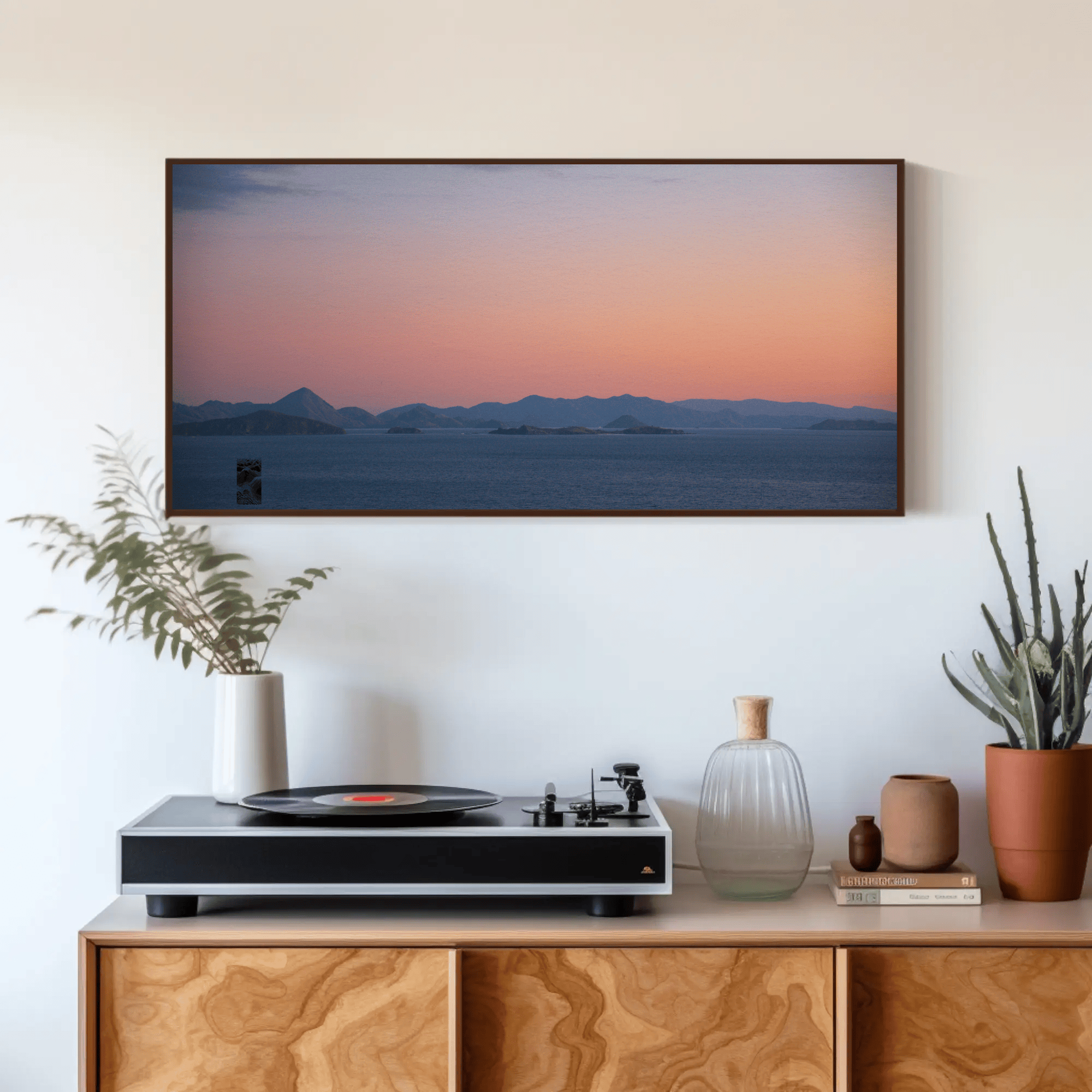 Coastal sunset canvas ocean Komodo Islands hills Flores Indonesia interior mockup 10 Coastal sunset canvas ocean Komodo Islands hills Flores Indonesia interior mockup 10