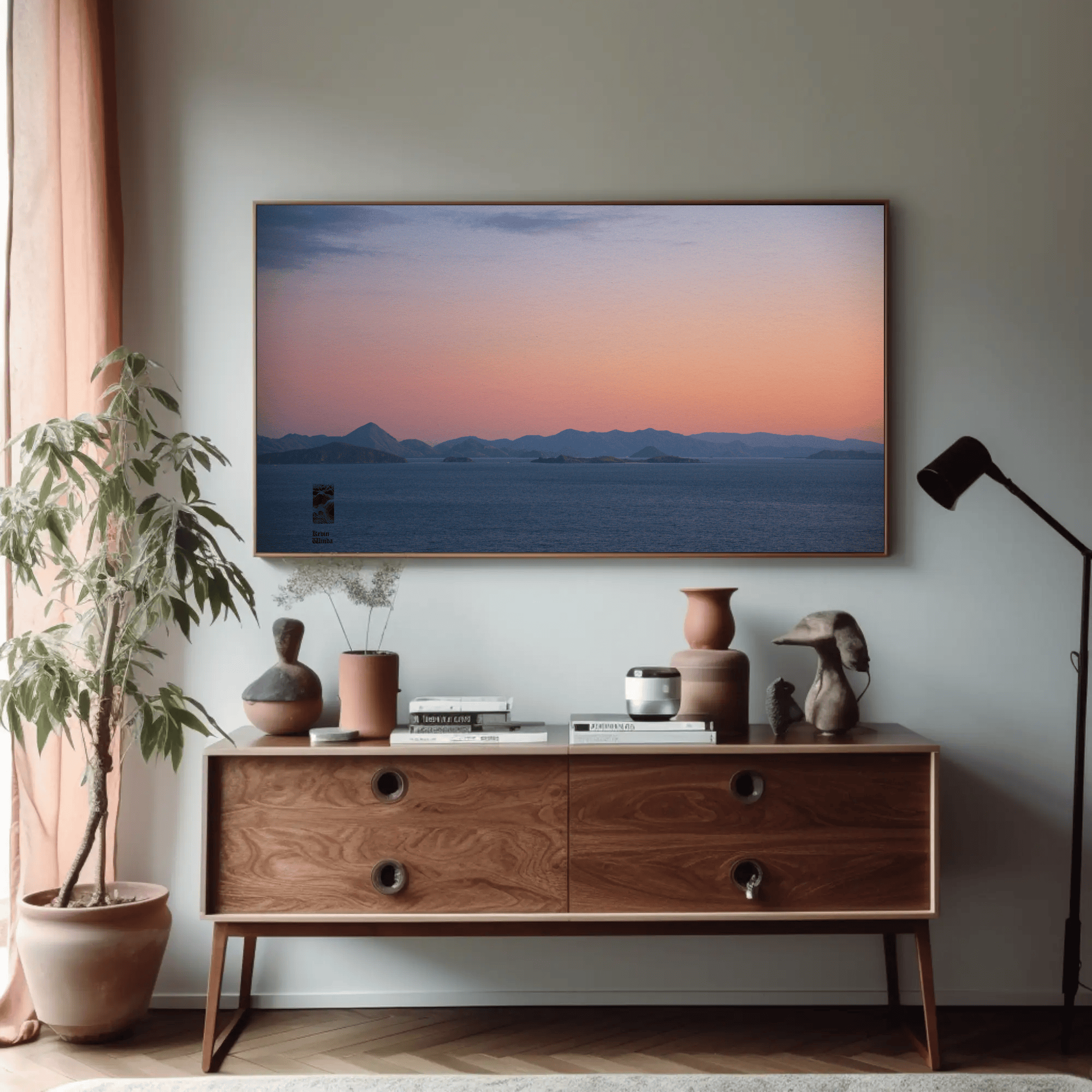 Coastal sunset canvas meditative photo print Komodo Islands hills Indonesia mockup 5 Coastal sunset canvas meditative photo print Komodo Islands hills Indonesia mockup 5