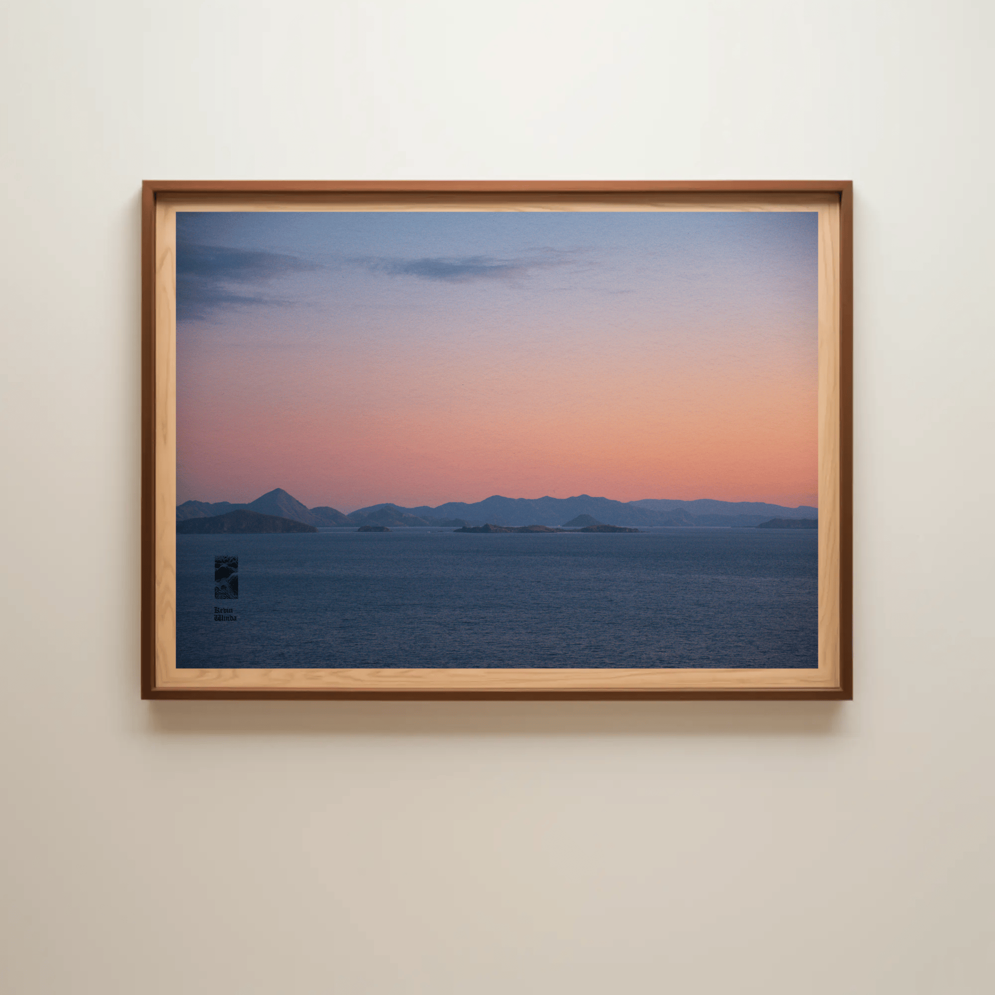 Coastal sunset canvas photo print Komodo Islands hills Indonesia wall mockup 2 Coastal sunset canvas photo print Komodo Islands hills Indonesia wall mockup 2