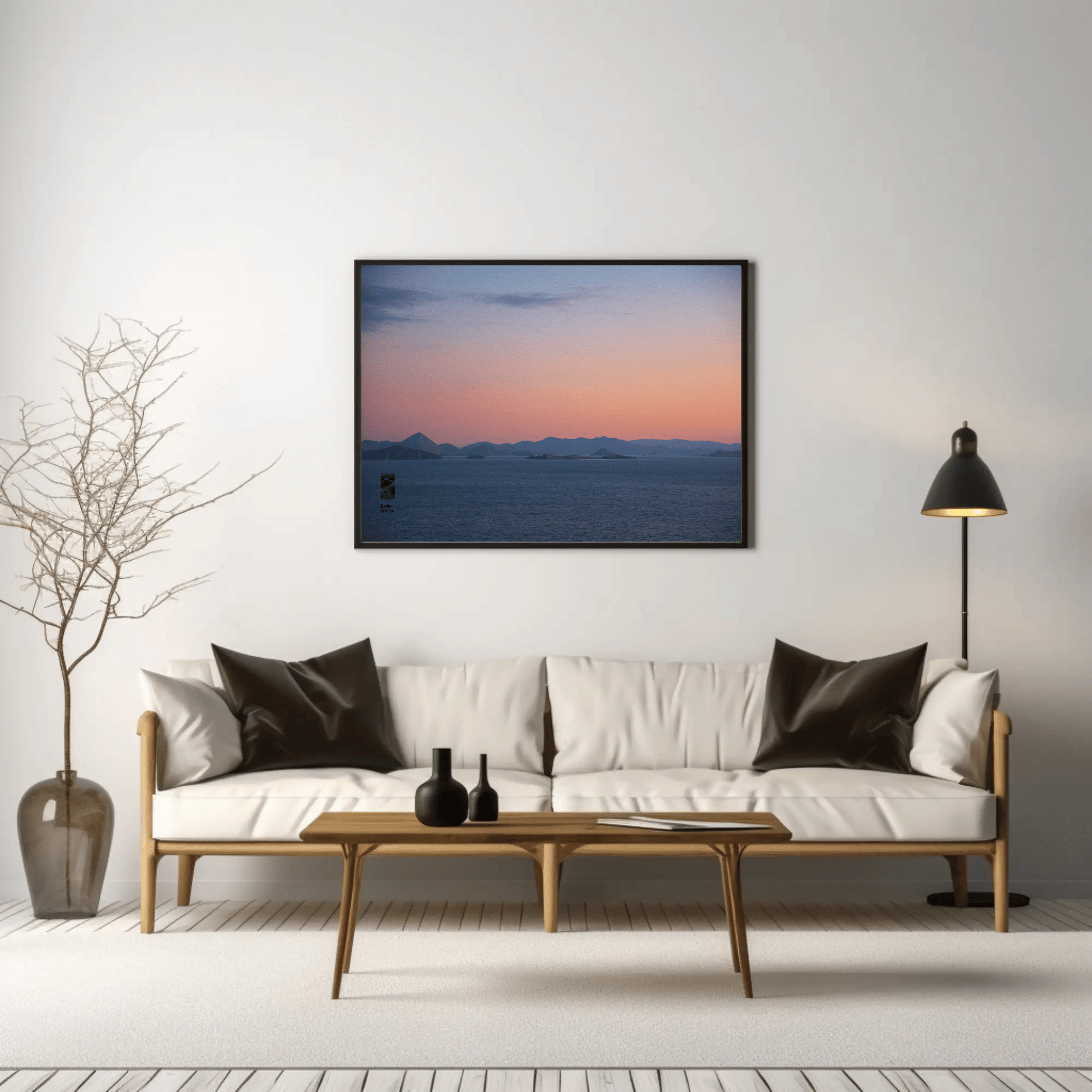 Ocean sunset canvas photography Komodo Islands hills Indonesia living room mockup 21 Ocean sunset canvas photography Komodo Islands hills Indonesia living room mockup 21