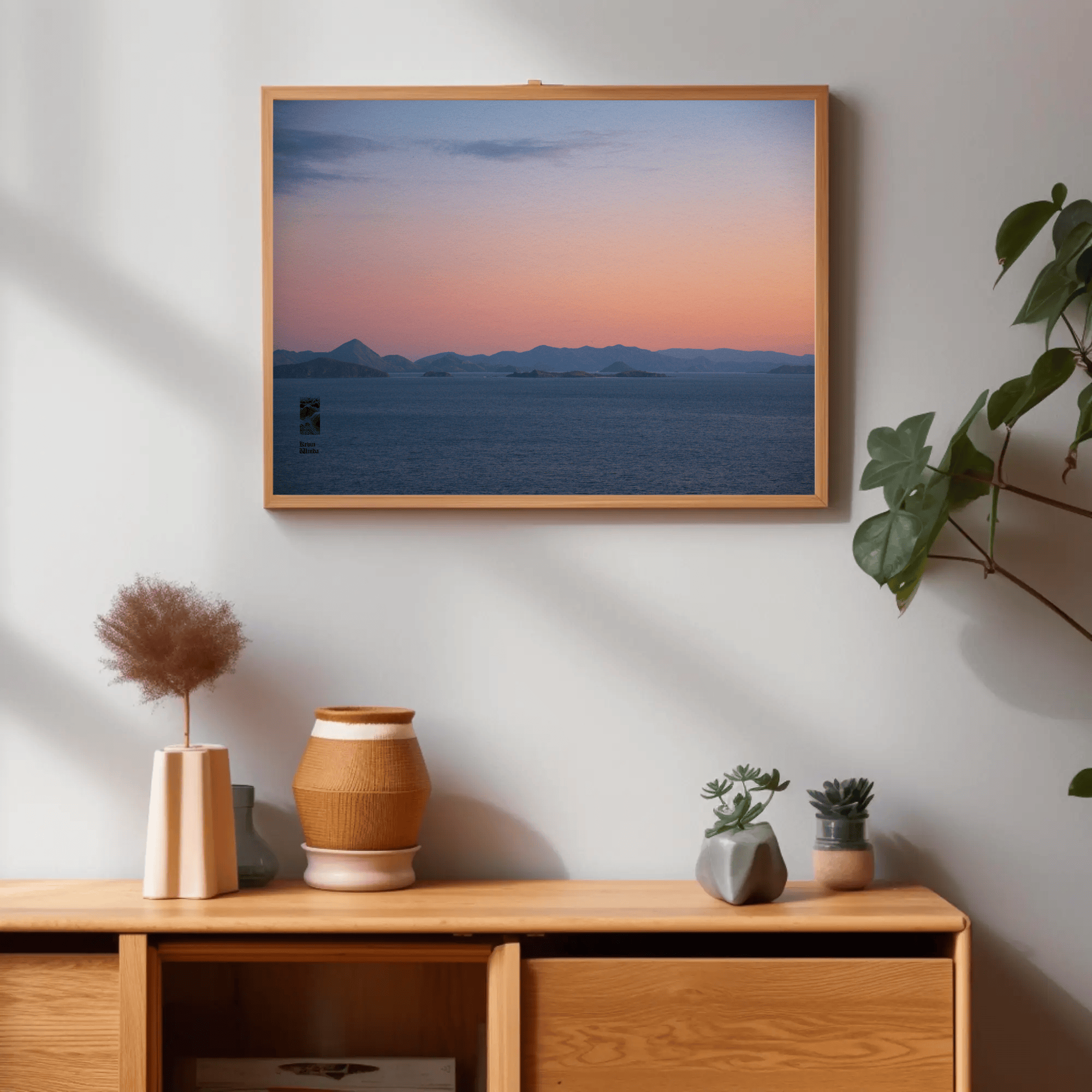 Ocean sunset canvas Komodo Islands hills Indonesia wall mockup 20 Ocean sunset canvas Komodo Islands hills Indonesia wall mockup 20